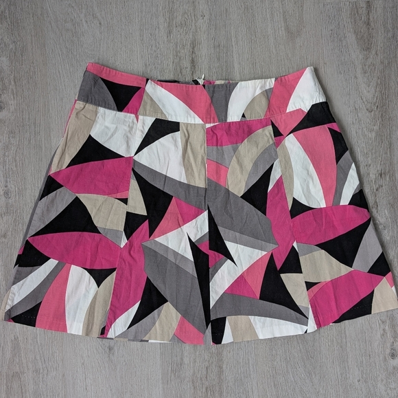 Ricki's Pink, Black & White Abstract Geometric A-Line Cotton Mini Skirt Size 12 - Picture 2 of 9